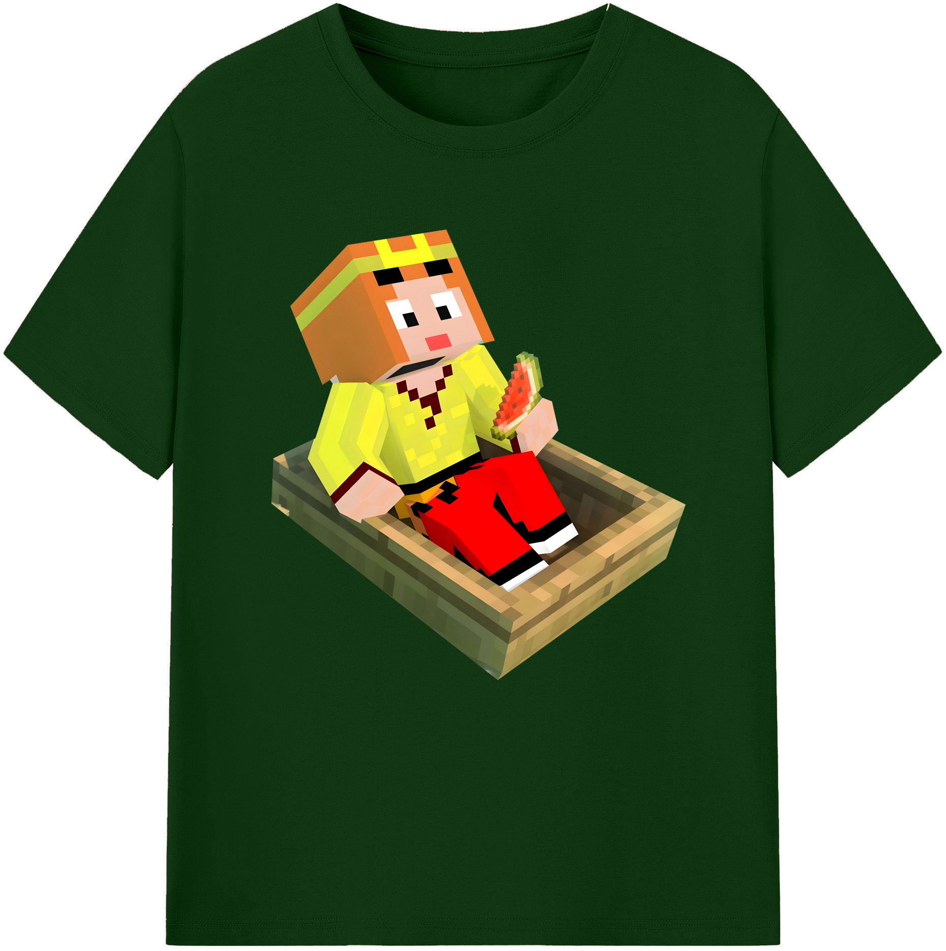 （画像用） マインクラフト ブロックの世界 Minecraft MC Block world 綿100％半袖Tシャツ（フロントプリント）